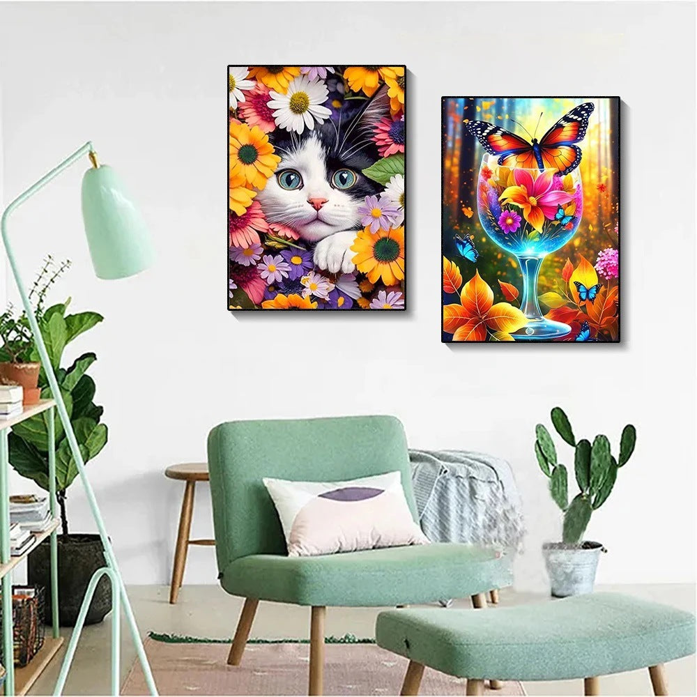 DIY Handmade Diamond Painting With Colorful Animals And Full Diamonds