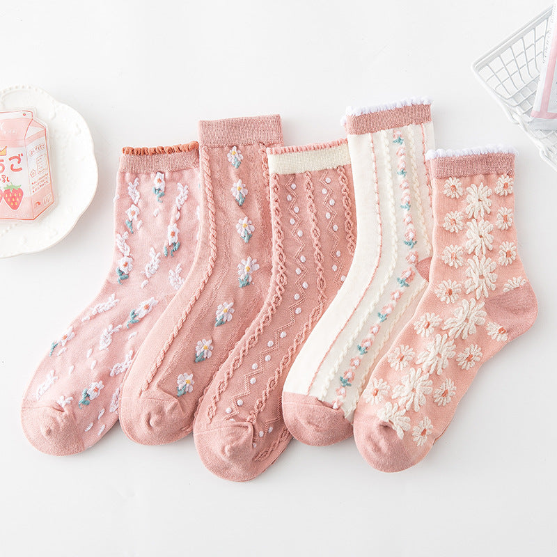 Harajuku Retro Embroidery Spring Kawaii Cute Socks