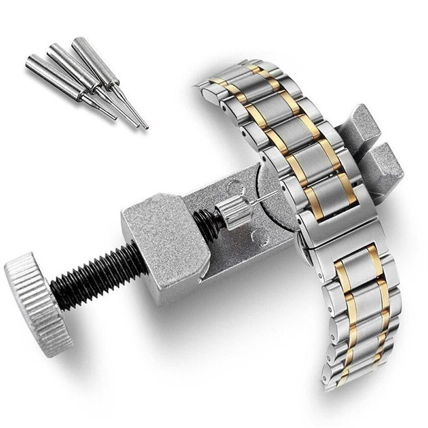 Silver metal adjustable height watch strap remover