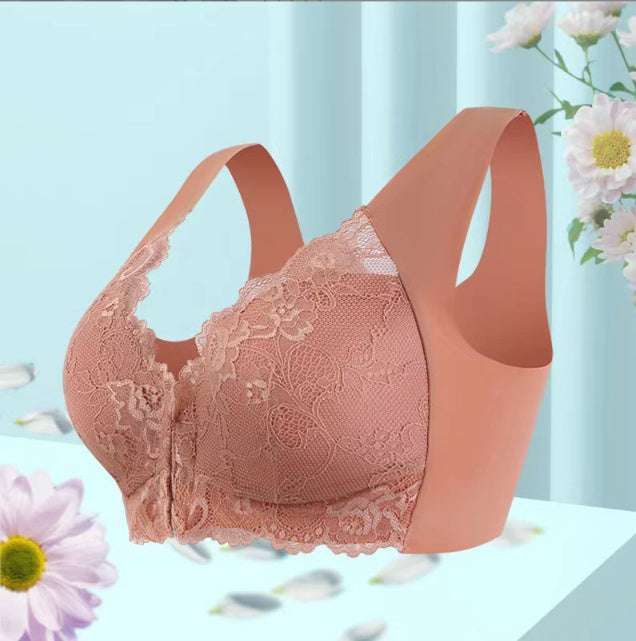 Plus Size Front Buckle Thin Bra Lace Wireless