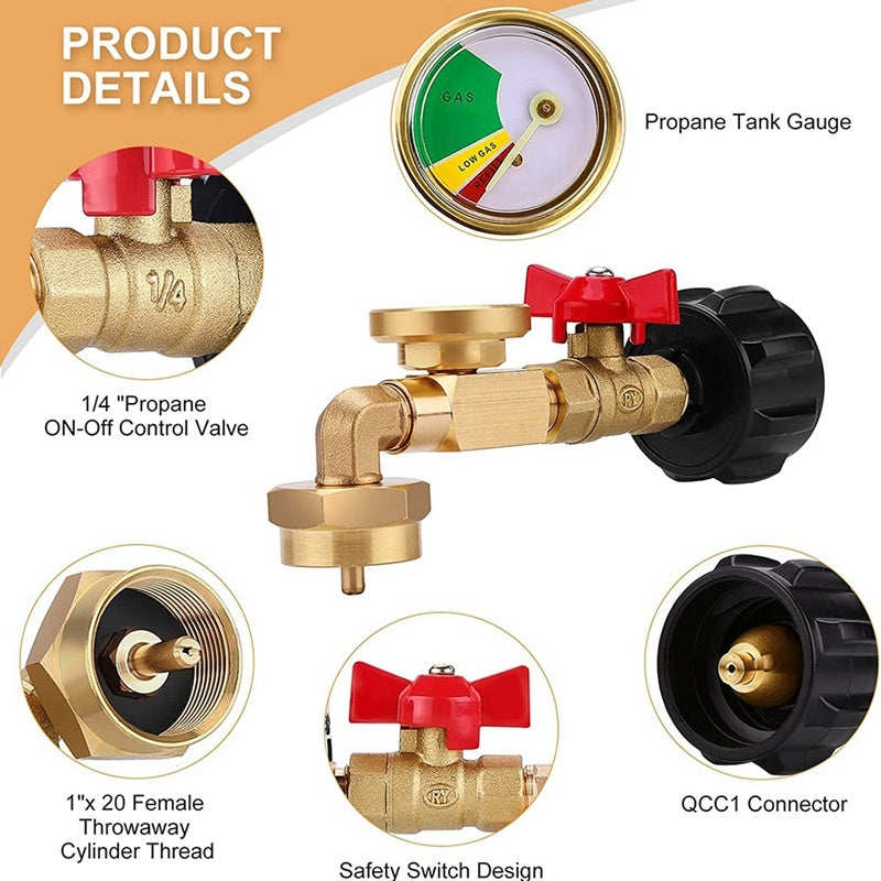 Propane Gas Charging Connector With Luminous Meter And Ball