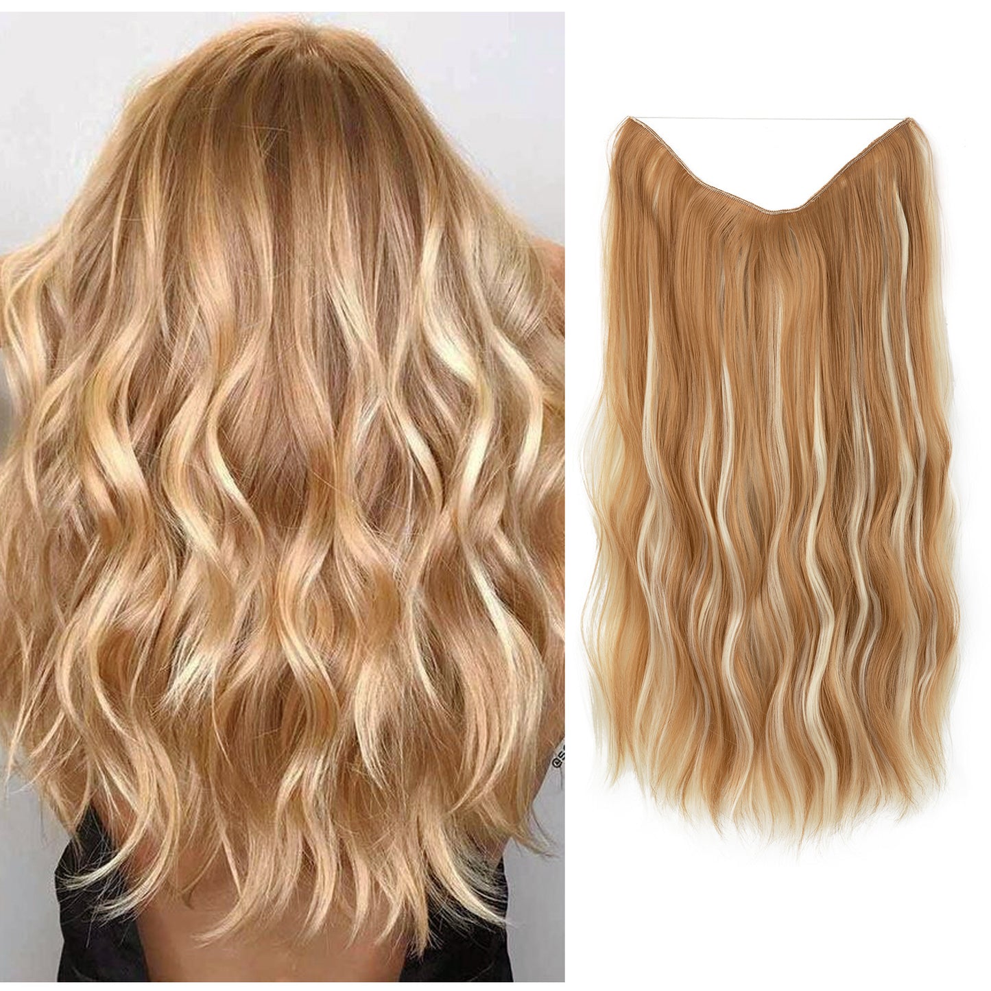 European And American Style Women Corn Curler Fishing Thread Long Curly Hair  Wig