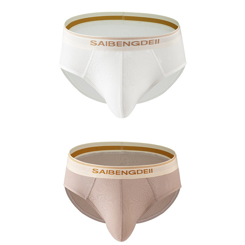 Men's Thin Breathable Sexy Briefs U Convex Big Bag Comfortable Solid Color Simple