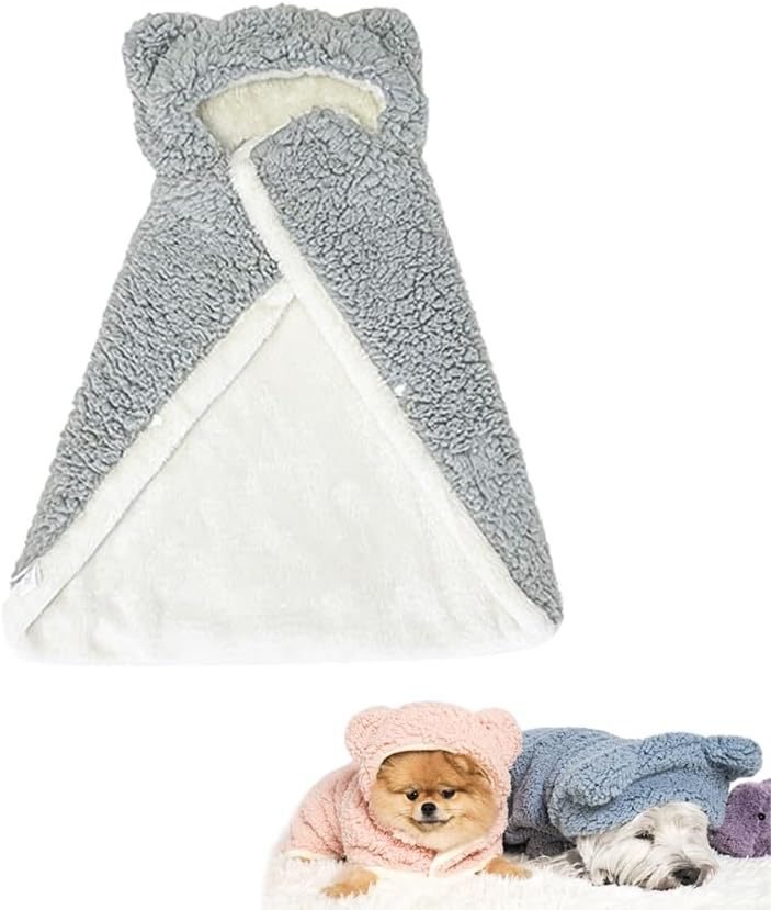 Teddy Bear Pet Cape Blanket With Hood, Polar Fleece Dog Cape Blanket Costume, Winter Snuggie For Dogs Cats