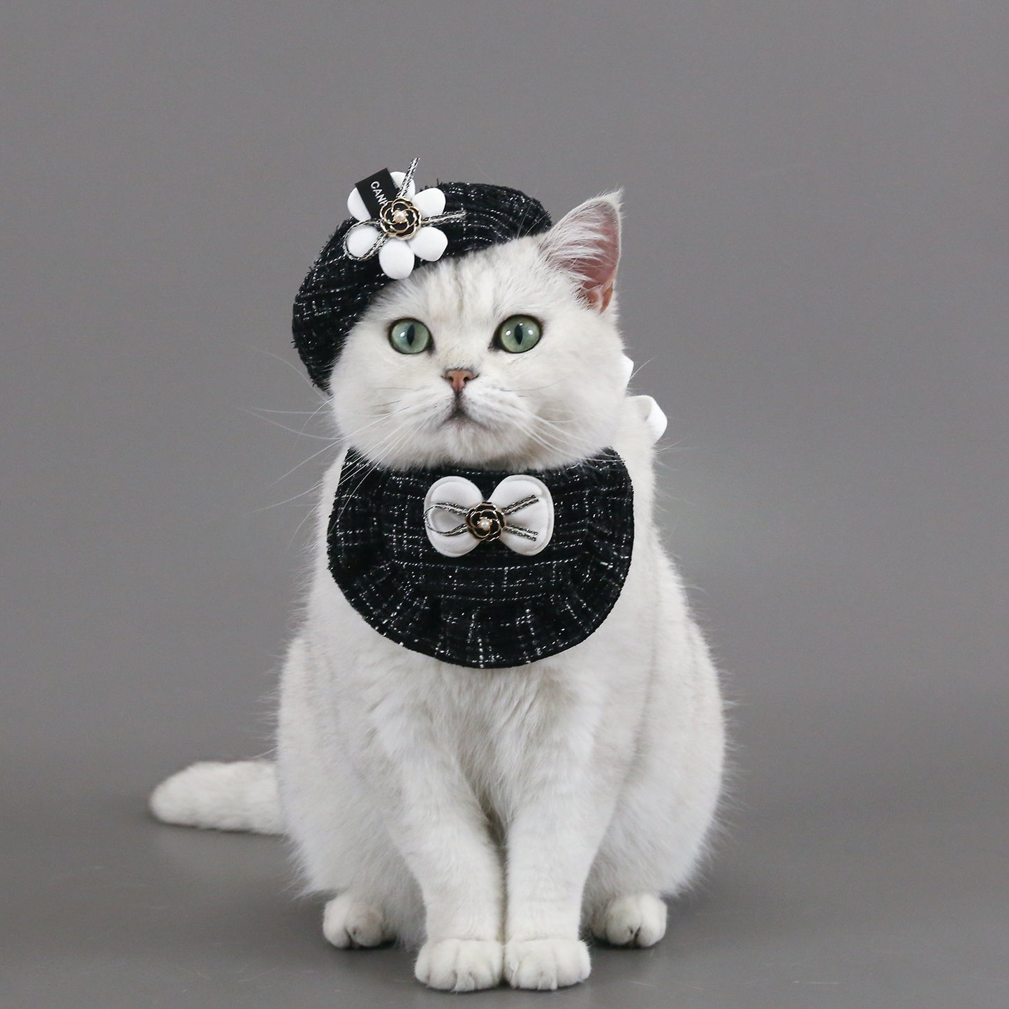 Flower Beret Hat Bow Lace Bib