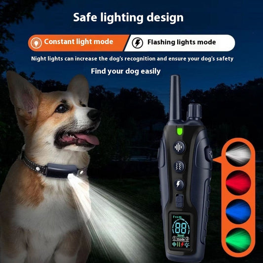 Color Screen Dog Trainer Super Long Remote Control Waterproof Dual Power Display Electric Shock Collar
