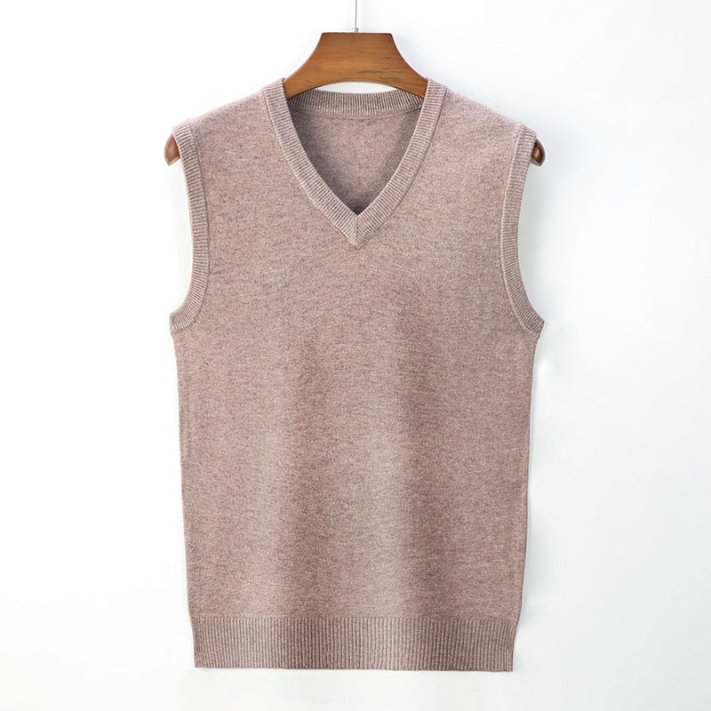 Men's Spring And Autumn Solid Color Casual V-neck Sweater