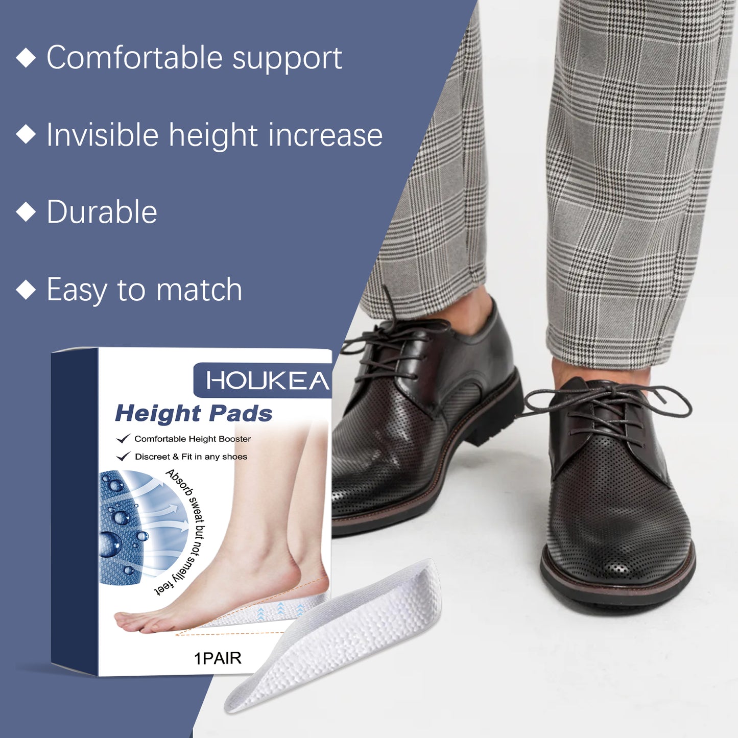 Houkea Insole Outdoor Non-Slip Wear Resistant Support Comfortable Invisible Body Care Durable Lightweight Breathable Insole