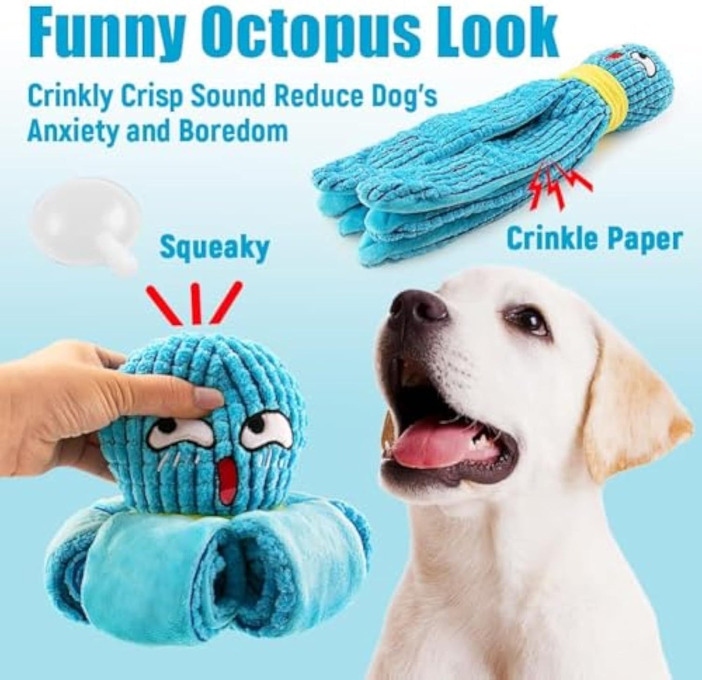 Squeaky Dog Toy,Octopus Sniffing Dog Toys, Plush Interactive Puzzle Dog Toys With Soft Fabric Crinkle For Large, Medium, Small Sized Dog, Relieve Stress, Encourage Natural Foragin,Best Dog Boredom Toy