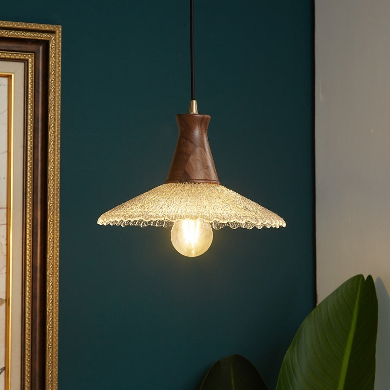 Retro Simple Restaurant And Cafe Xuan Brass Glass Chandelier