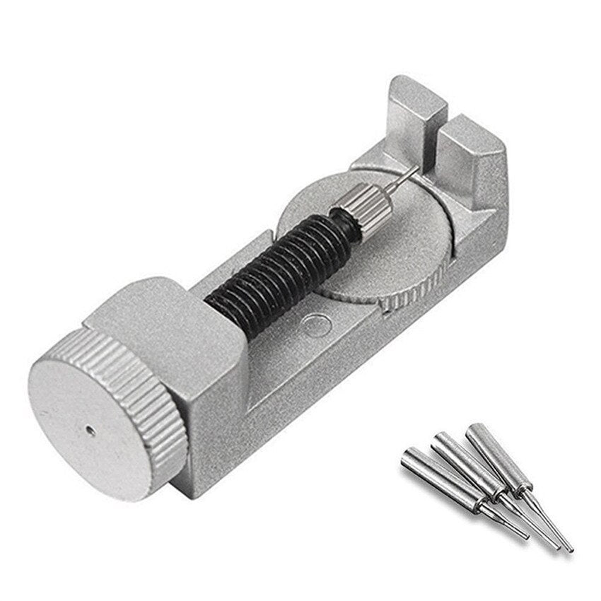 Silver metal adjustable height watch strap remover