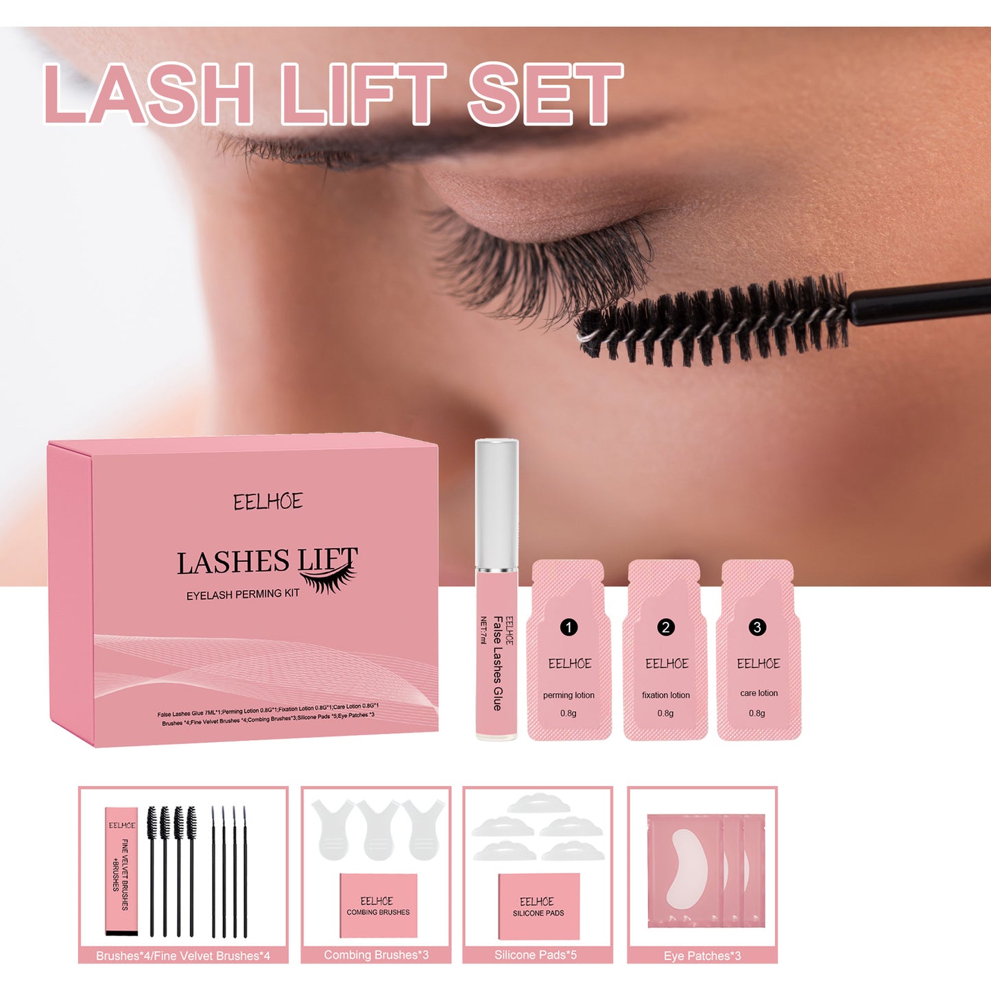 Lash Lift Set, Natural Beauty Slim Thick Curl Mild Non-Smudding Eyelash Set