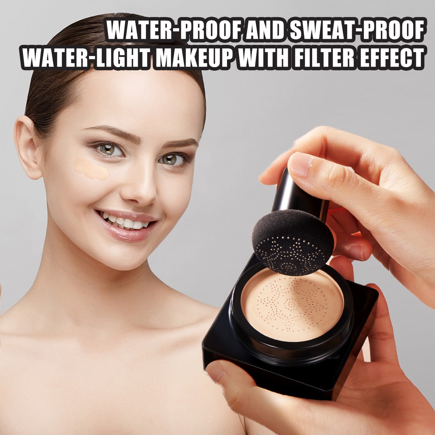EELHOE Magic Mat Powder Puff, Invisible Pore Ivory White Natural Color With Mushroom Air Cushion On Makeup Base