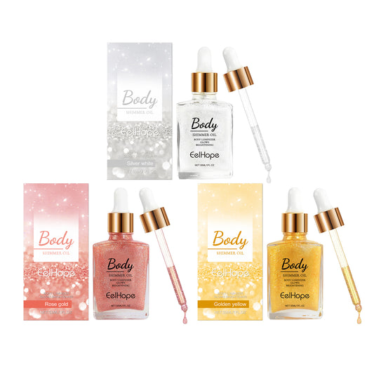 Body Glitter Oil, Facial Body Liquid Highlighter Moisturizer Easy To Apply Party Focus Brightening