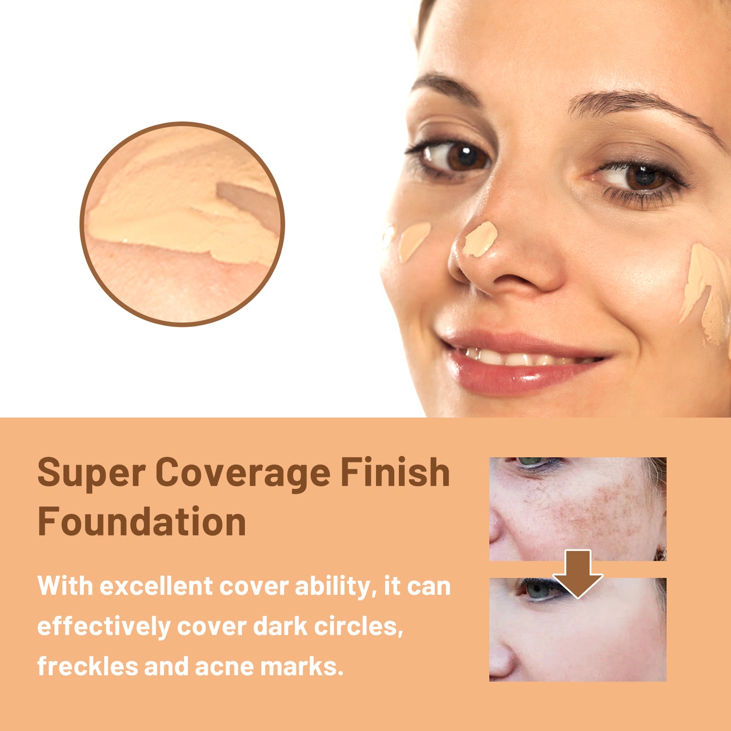 EELHOPE Super Coverage Finish Foundation, Natural Moisturizing Block Defect Containment Is Not A Makeup Waterproof And Sweat