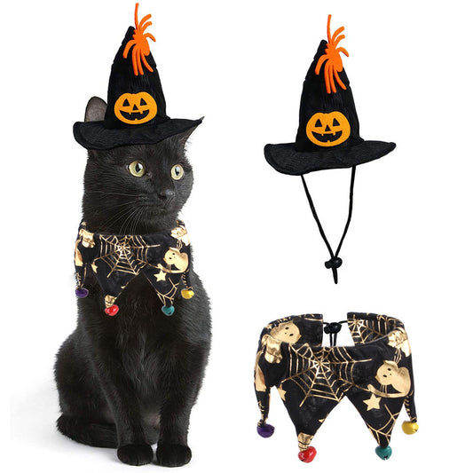 Halloween Hat And Scarf Set Skull Pattern Cat Cape Hat Set