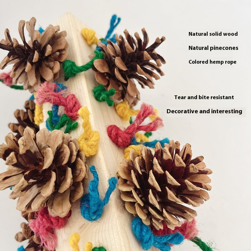 Solid Wood Parrot Toy Bird Stand Tearing Damage Relieving Stuffy Bite Wooden Square