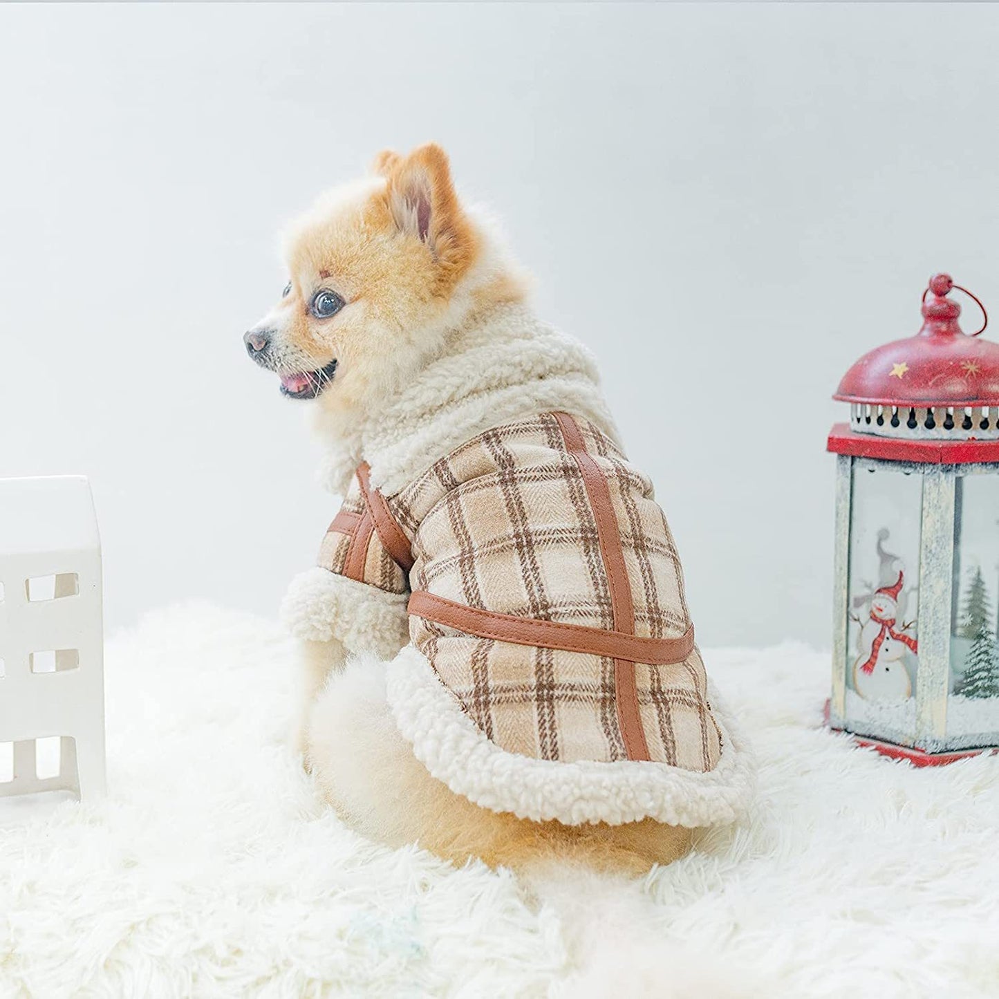 Pet Two Legged Clothes Autumn And Winter Plaid Warm Lamb Velvet