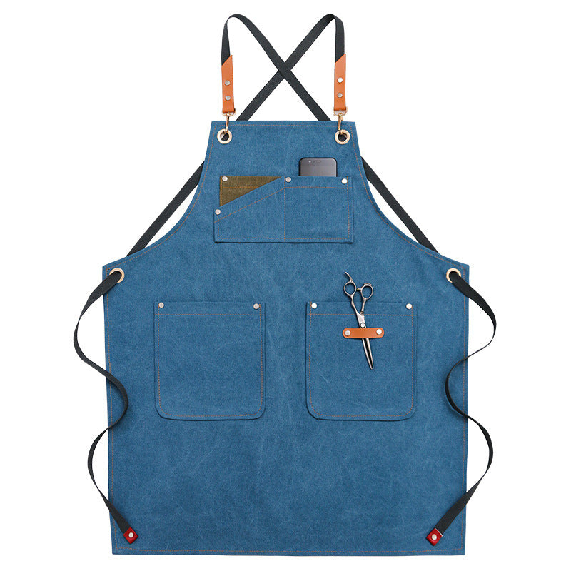 Apron Female Milk Tea Shop Barber Baking Word Denim Overalls
