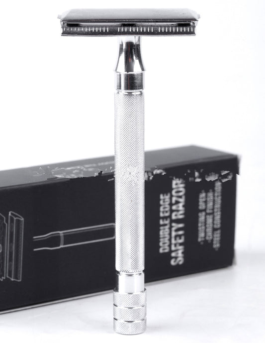 Vintage Manual Safety Metal Shaver with Brush