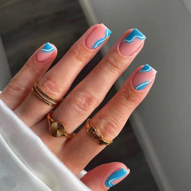 Nail Patch Wearing  Black Bevel French