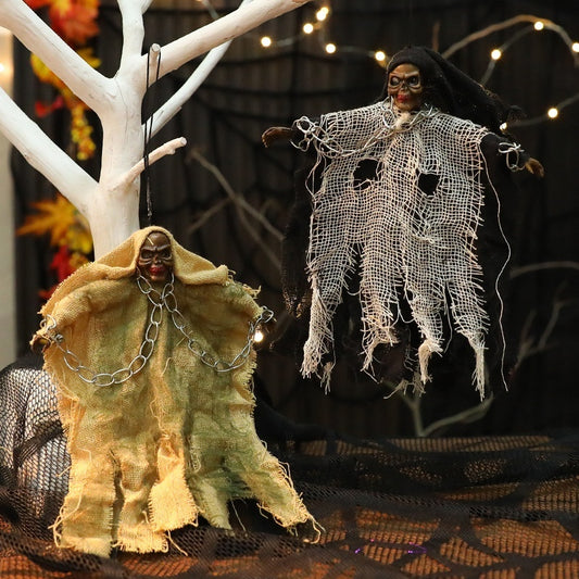Halloween Hanging Ghost Iron Chain Glowing Skull Decorative Ornaments