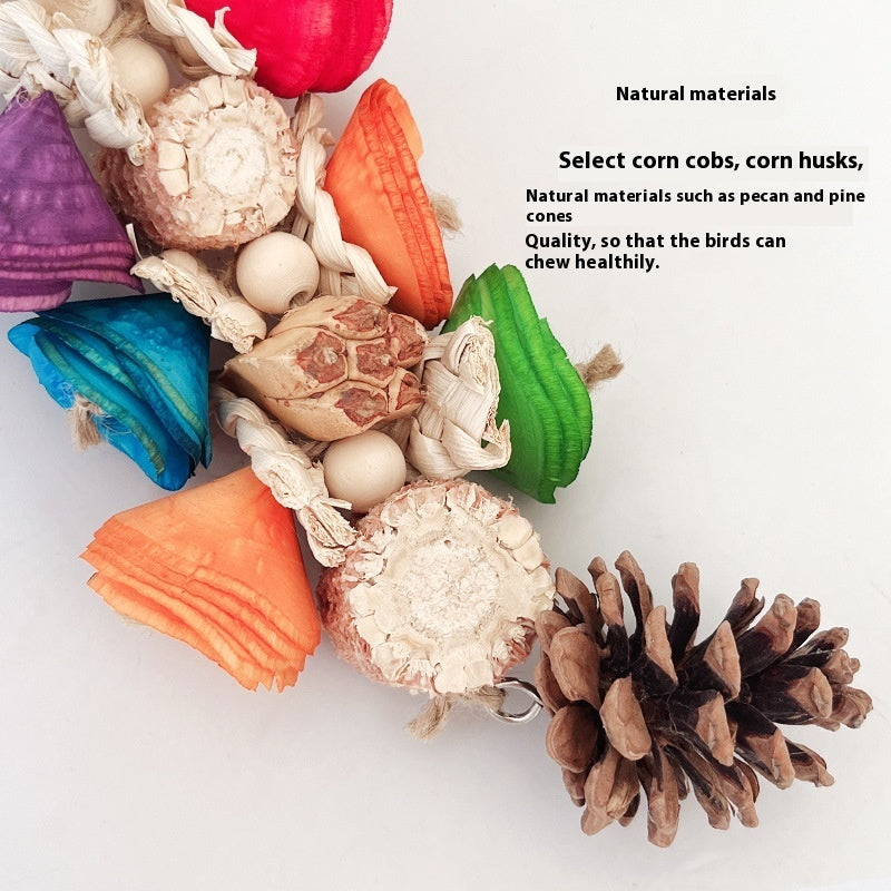 Natural Material Parrot Toy Birdcage Pendant