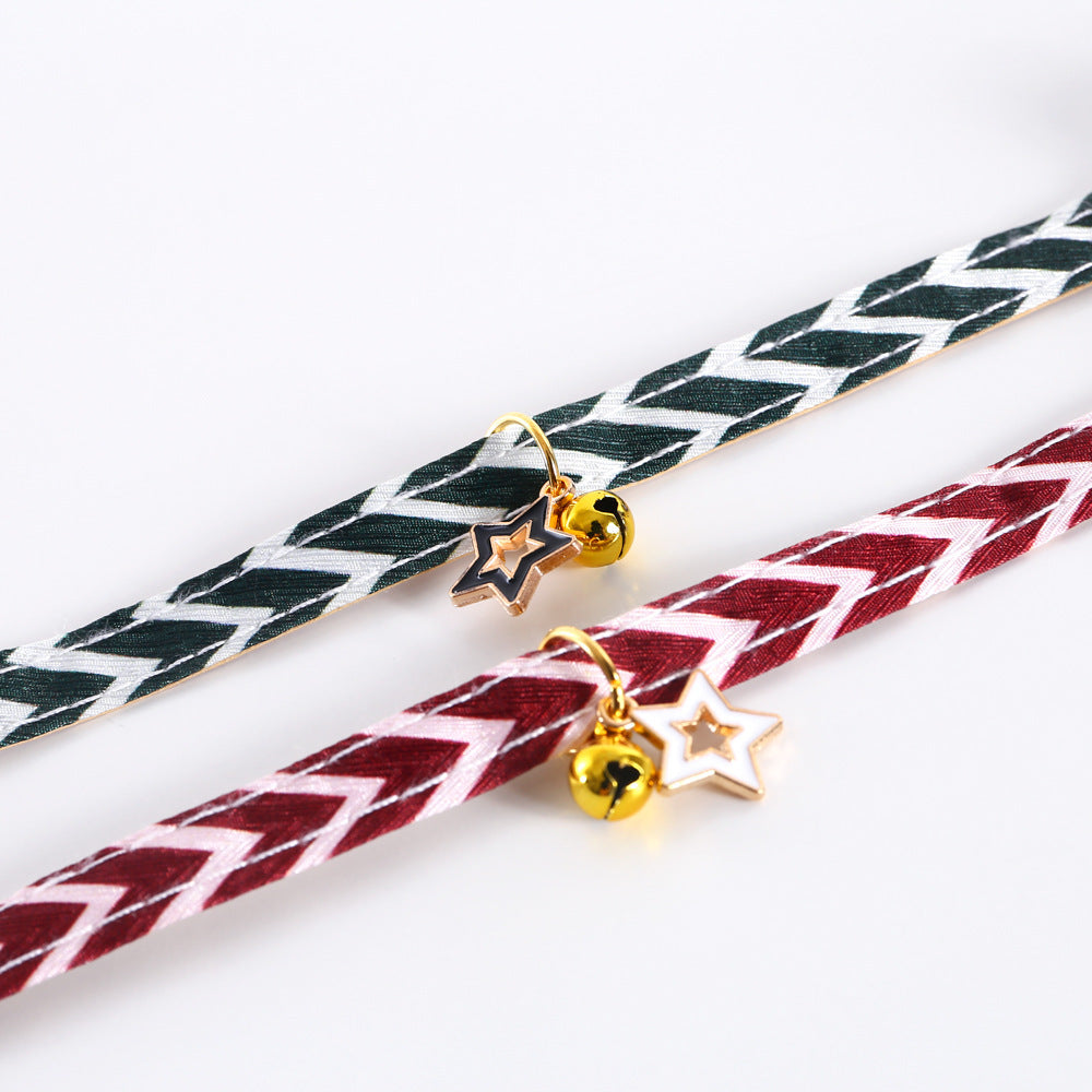 Pentagram Geometry Striped Bell Adjustable Pet Collar