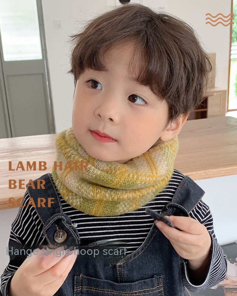 Warm All-matching Plaid Knitted Children's Neckerchief