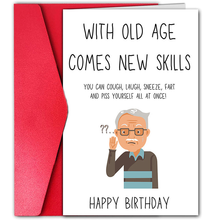 Birthday Greeting Card Funny Greeting Card Funny Text Cartoon Greeting Card