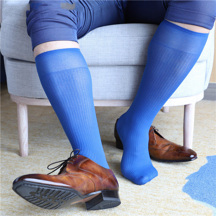 Men's Straight Slimming Stripes Soft Nylon Stretch Socks