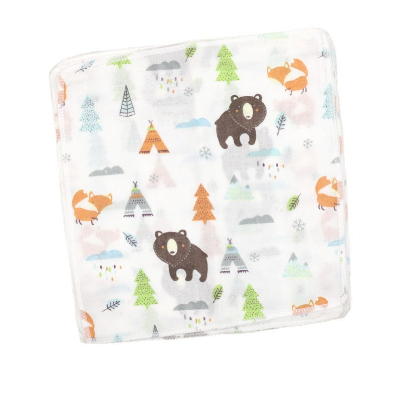 35x35 High Density Double Layer Cartoon Cotton Gauze Square Towel For Infants And Babies