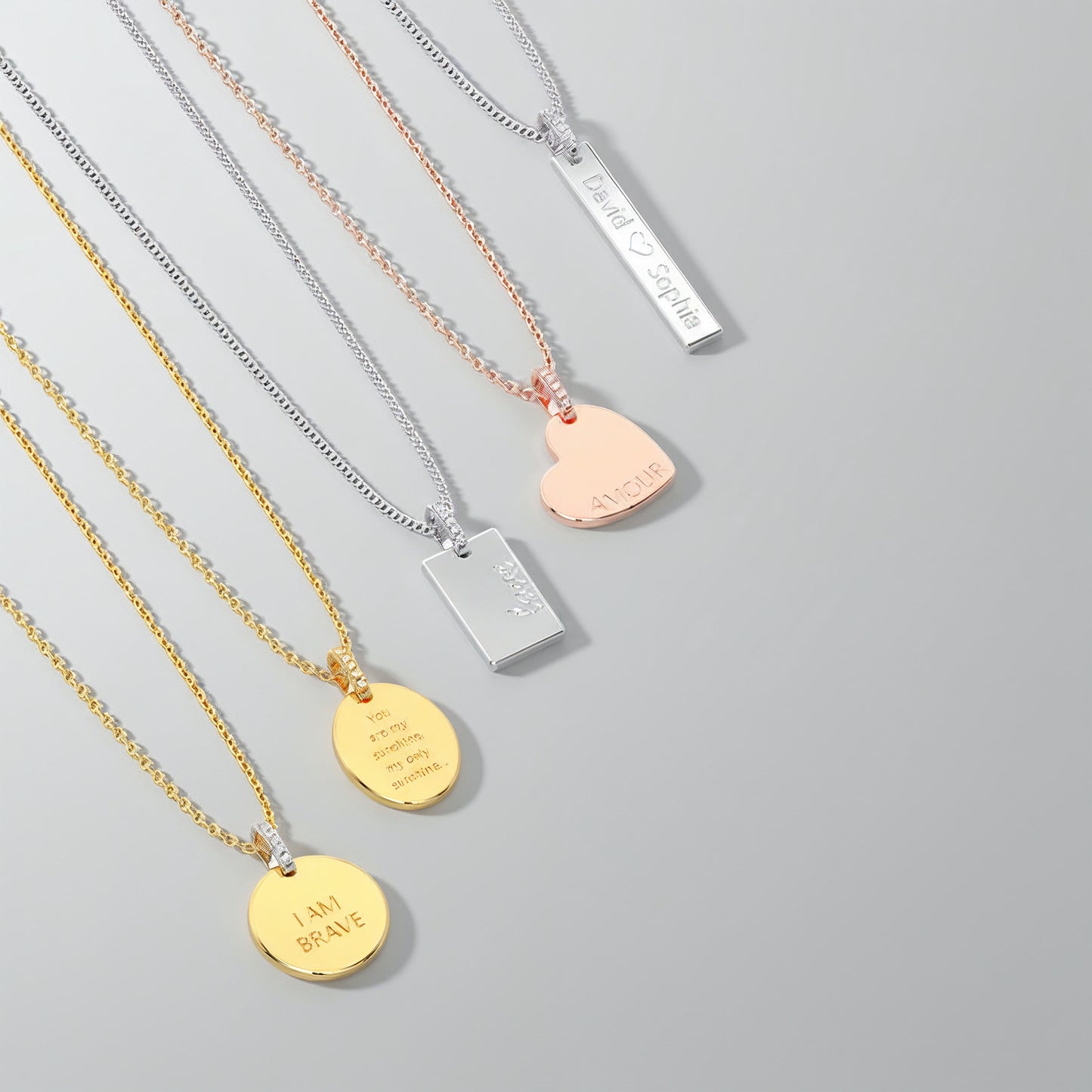 Rhodium Plated Long Rectangle Engravable Necklace SS25N001W