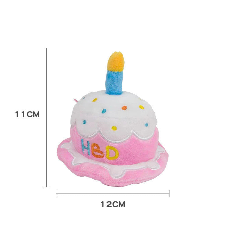 Cute And Creative Dog Cat Birthday Hat Plush Toy Chew