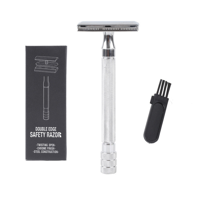 Vintage Manual Safety Metal Shaver with Brush