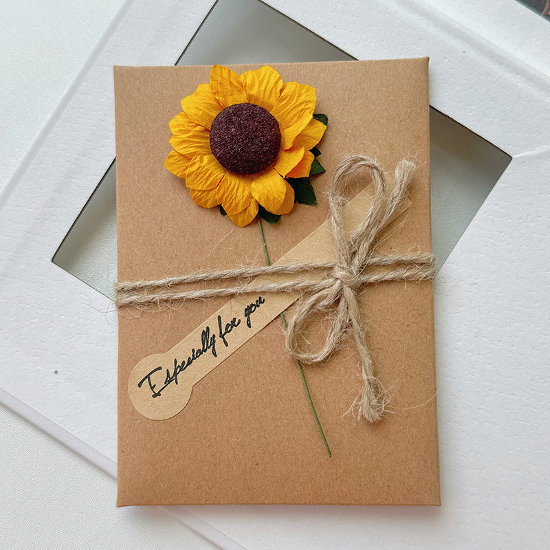 Starry Sky Dried Flower Handwritten Thank You Greeting Card