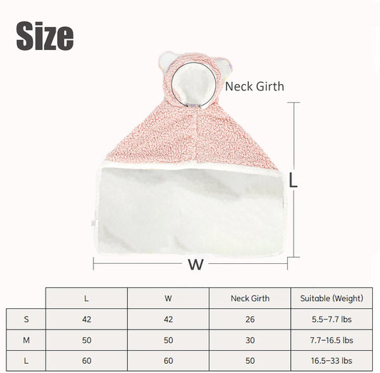 Teddy Bear Pet Cape Blanket With Hood, Polar Fleece Dog Cape Blanket Costume, Winter Snuggie For Dogs Cats