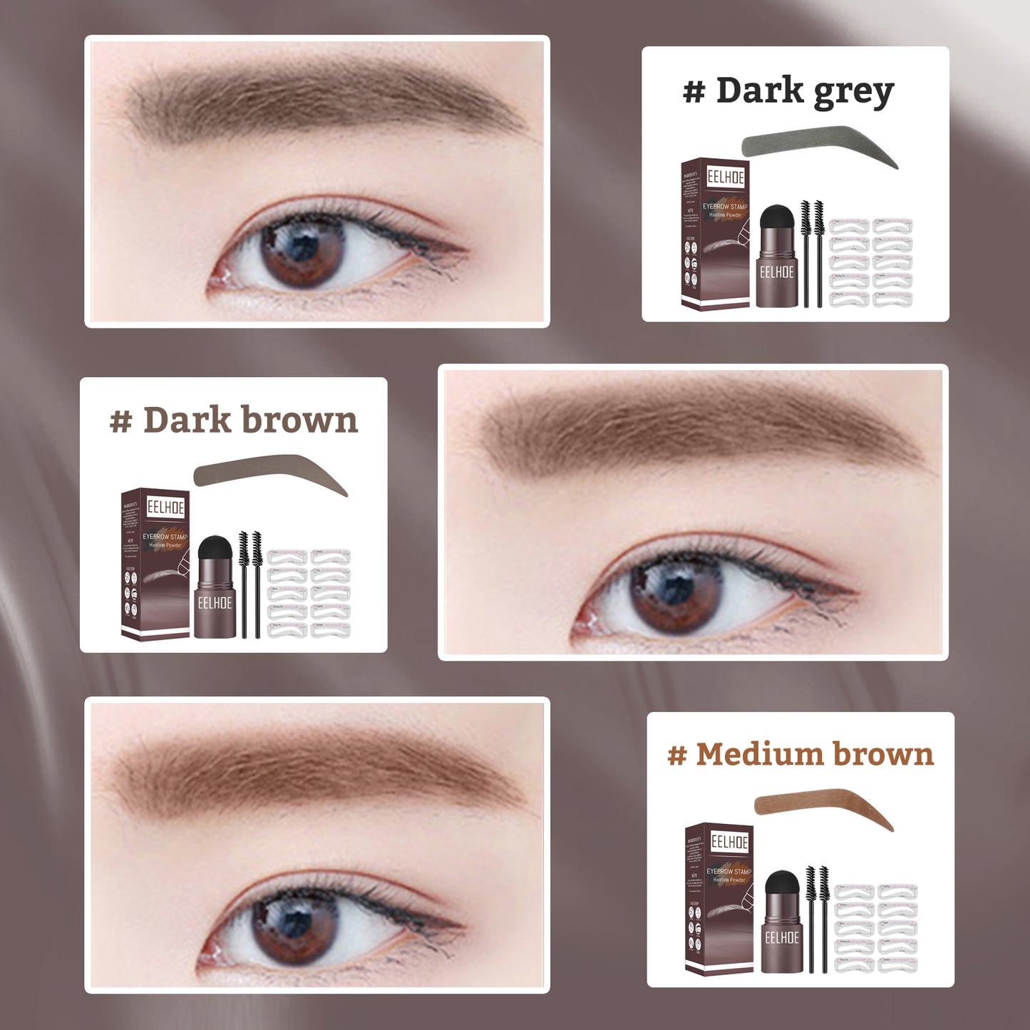 EELHOE Brow Print Mold Thrash Lazy Eyebrows Fill Makeup Brow Cake Waterproof Hairline Powder
