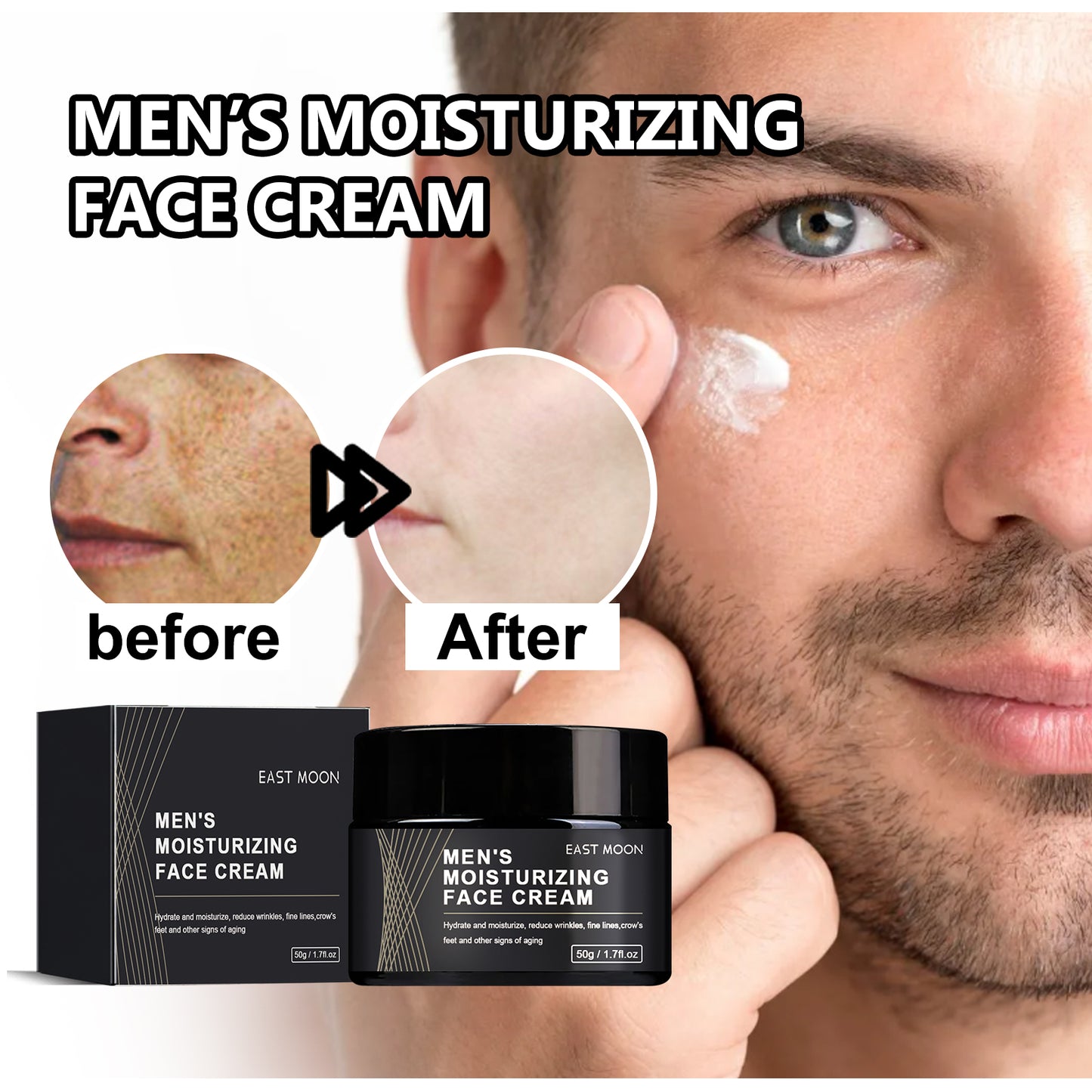 East Moon Anti-Wrinkle Cream For Men, Moisturizing And Firming Facial Skin With Light Fine Lines Hydrating Moisturizing Cream