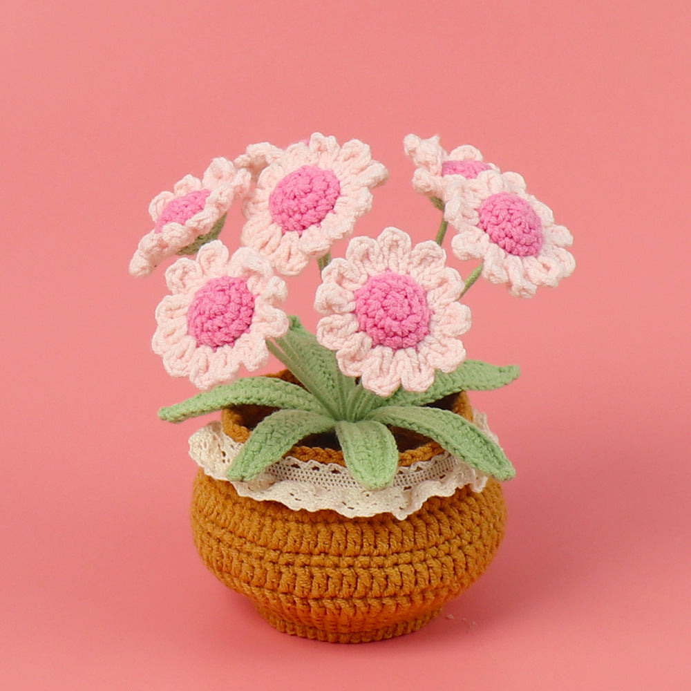 Finished Handmade Wool Woven Home Decoration Tulip Potted Plant