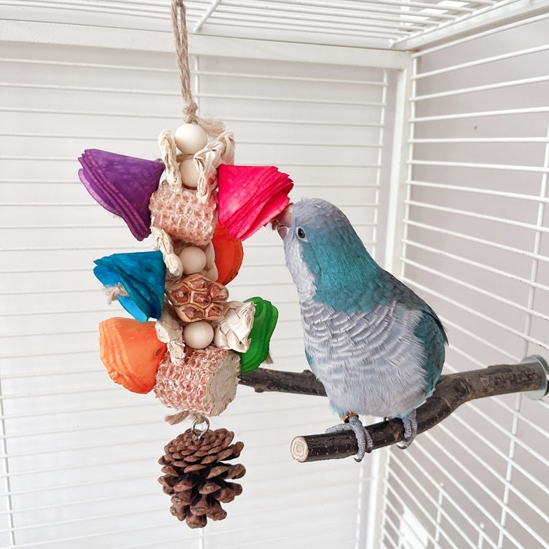 Natural Material Parrot Toy Birdcage Pendant