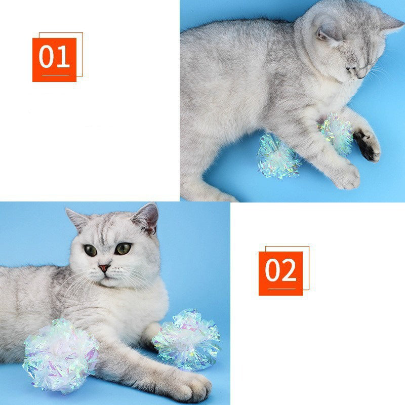 This Colorful Noise-making Paper Ball Cat Toy Is A Great Way To Keep Your Cat Entertained And Amused. It's A Self-playing Toy That Comes In A White Color