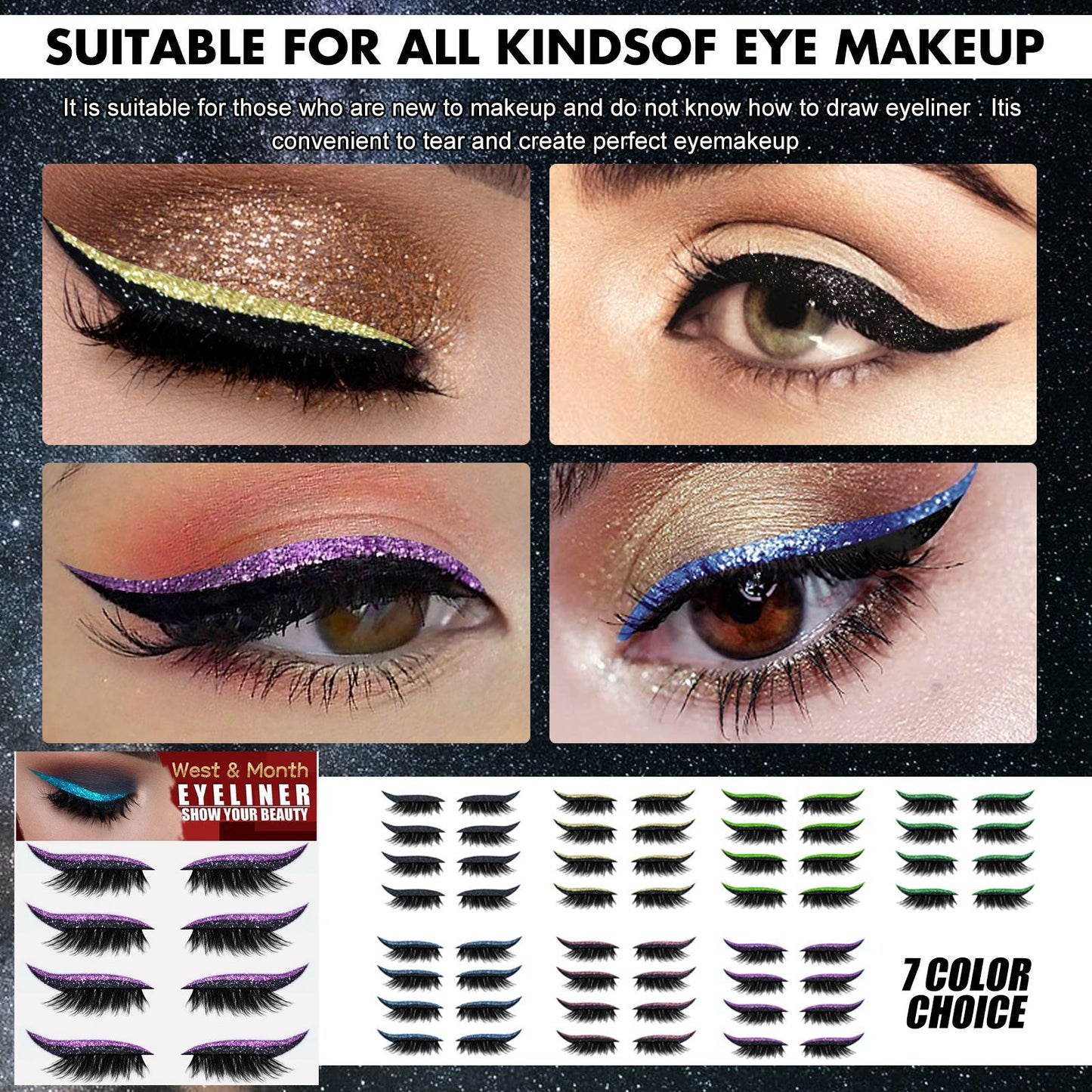 European And American 4 Pairs Of Eyelash Eyeliner Stickers, Glue-Free Self-Adhesive Gel Strips, Curling False Eyelashes