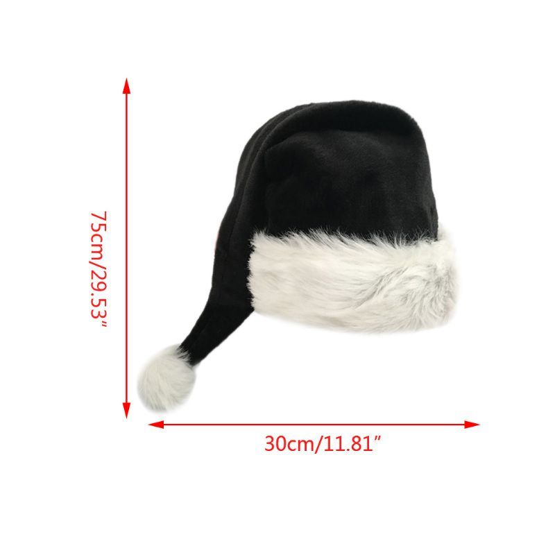 Black Plush Hat Adult Christmas