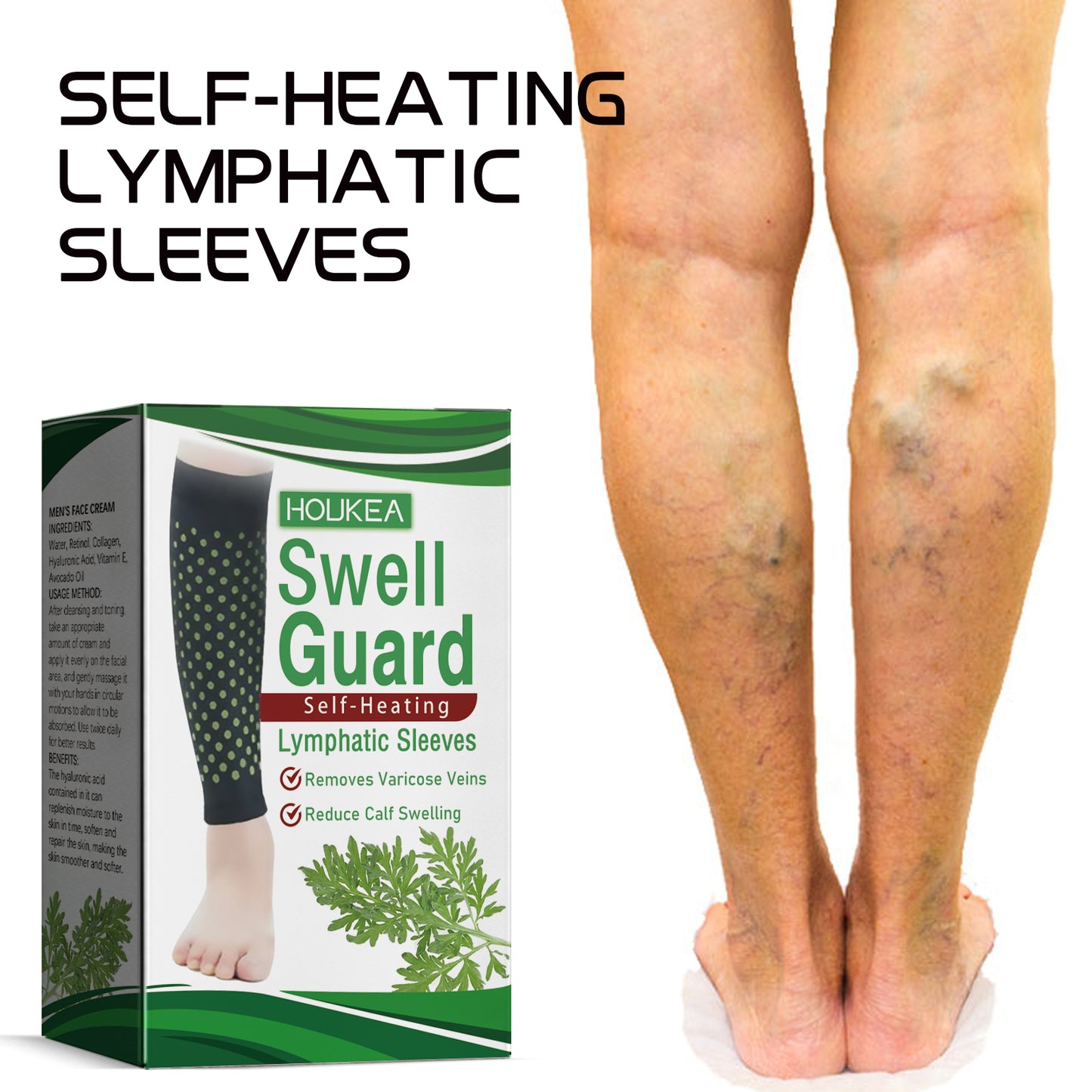 HouKea Heating Leg Cover, Relieve Lymphatic Swelling Venous Care Smooth Blood Vessel Bulges Warm Warm Leg Cover