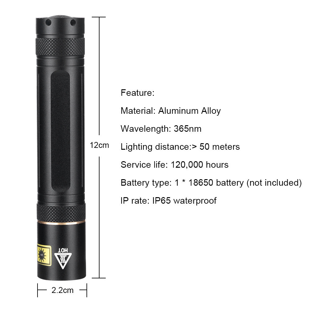 Y36 365nm 8006 365nm UV Fluorescent Agent Detection Woods Lamp Flashlight