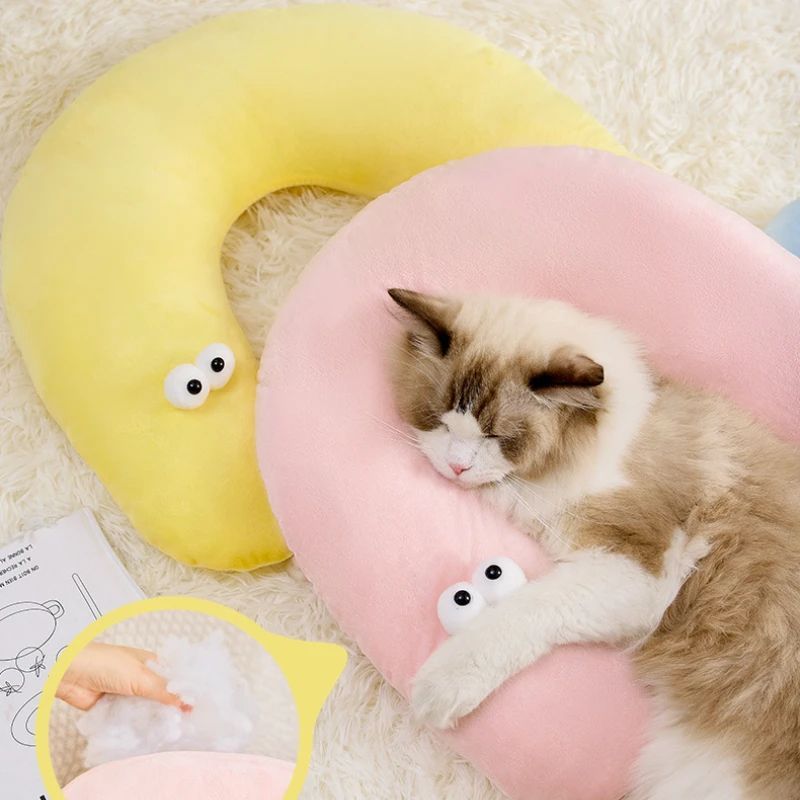 Cute Cat Eye Pillow Pet Neck Support Sleeping Pillow For All Seasons Cat And Dogs Supplies Pet Accessories Dog Kennel Cat House
