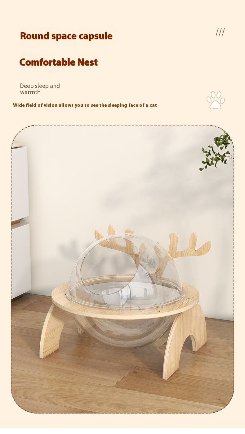 Antlers Cat Nest Four Seasons Universal Pet Supplies Chamfer Space Capsule Solid Wood Cat Bed