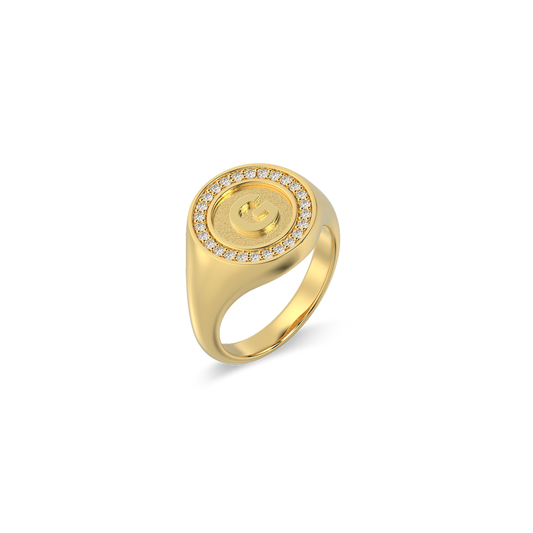 18k Gold Plated Monogram Initial Ring SS25R001G