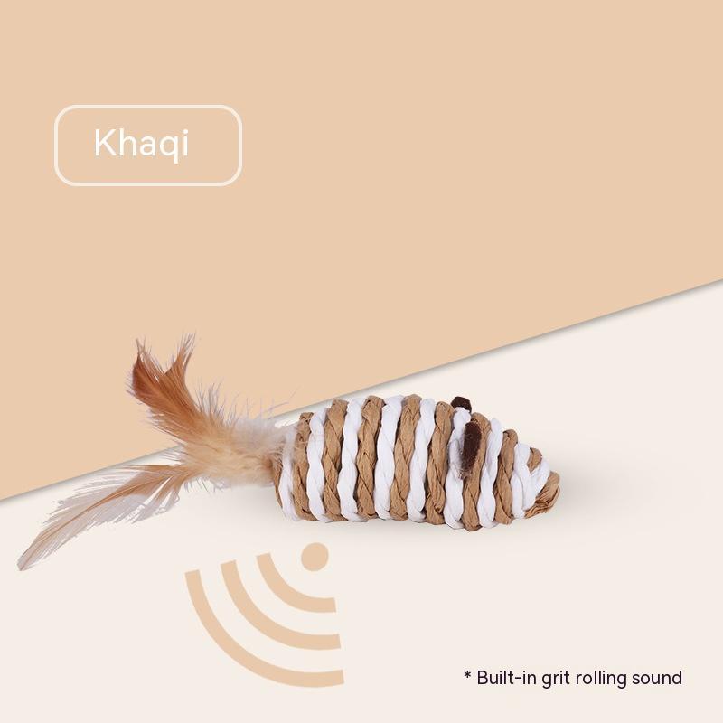 Pet Supplies Sound Grinding Feather Paper String Mouse Toy
